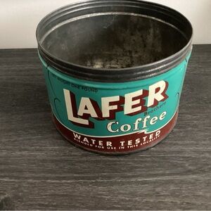 Vintage Lafer Coffee Tin made in Detroit, MI. Advertising Collectible.